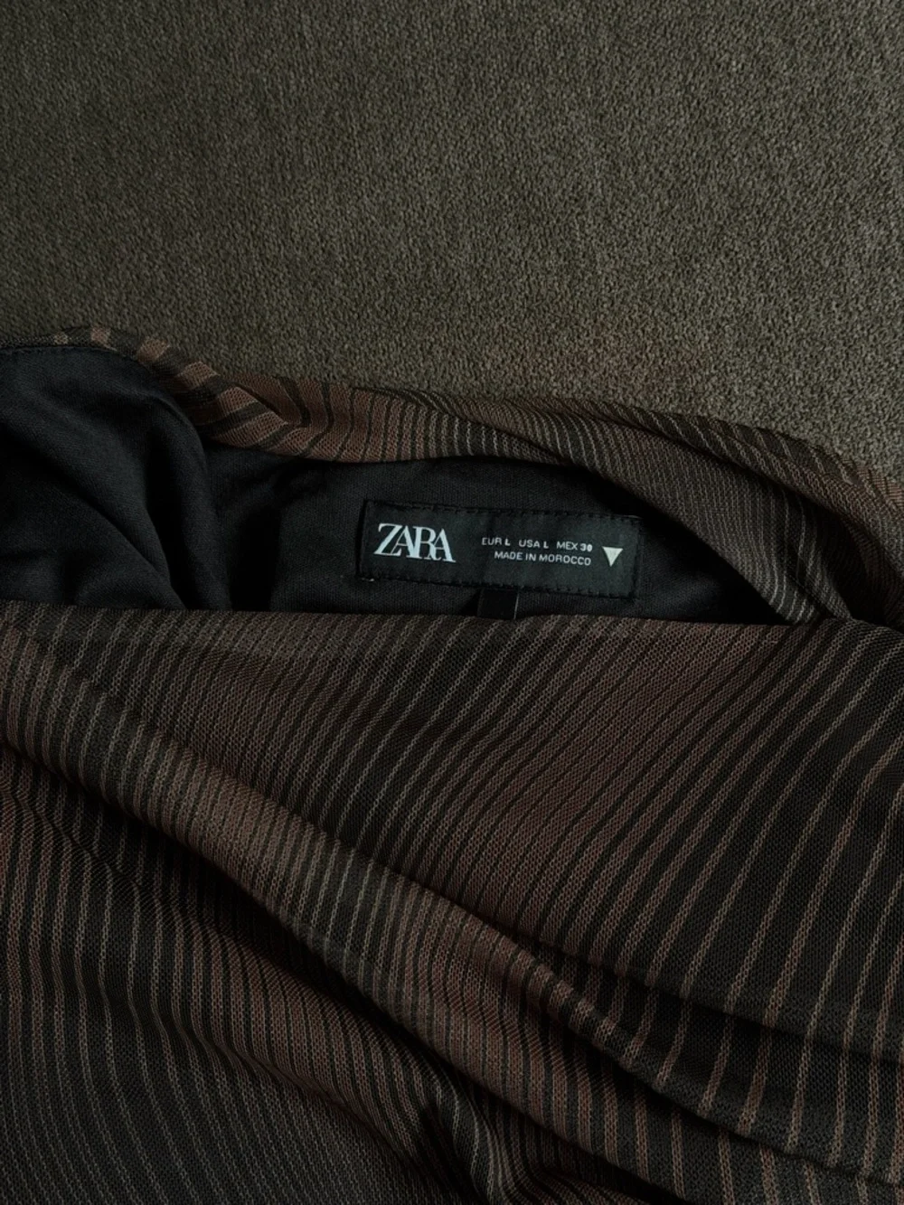 Zara Brown and Black Striped Strapless Top - Picture 5 of 5